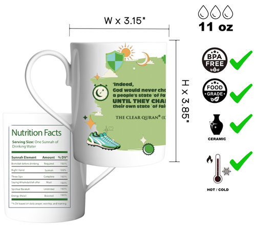 Islamic Ceramic Mug with Quran Quotes - 11oz Muslim Coffee & Tea Cup